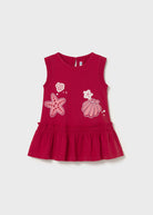 girls red shell print summer dress