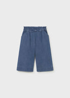 Mayoral girls flowy denim pants wide leg jeans front view