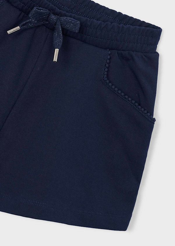 Close up detail of Navy Pocket Shorts Girls