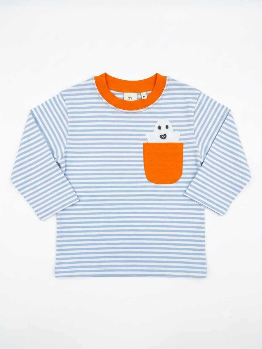 Luigi Kids Ghost Pocket Tee Halloween Top for Toddler Boys