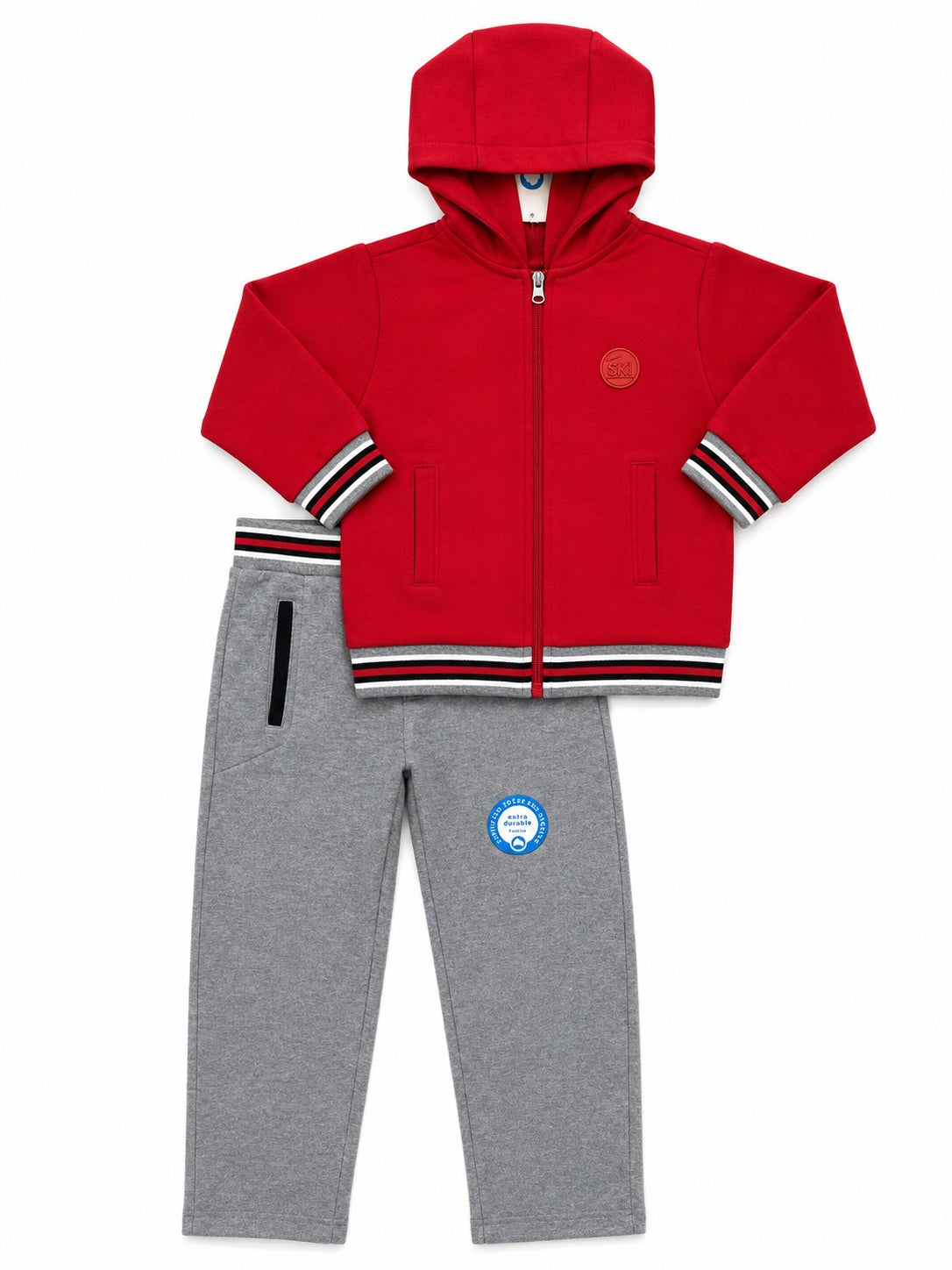 Mayoral Red Zip Up Hoodie and Grey Sweatpant set