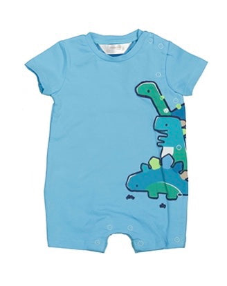 Aqua Short Dinosaur Romper - Main Image