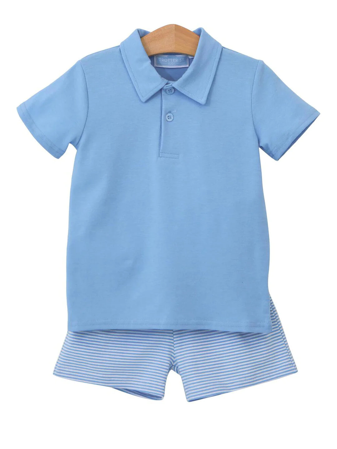 Cornflower Blue Polo/Shorts Set by Trotter Street Kids