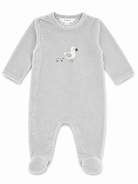 Light grey velour unisex footie for baby