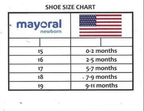 Mayoral Newborn Shoe Size Chart