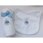Personalized baby bib and burp cloth set with embroidered nautical anchor monogram