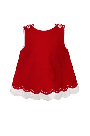 the proper peony, hazel jumper, toddler girl clotbing, holiday dress for girls, red corduroy jumper, best baby boutique, classic childrens clothing, proper peony retailer, 