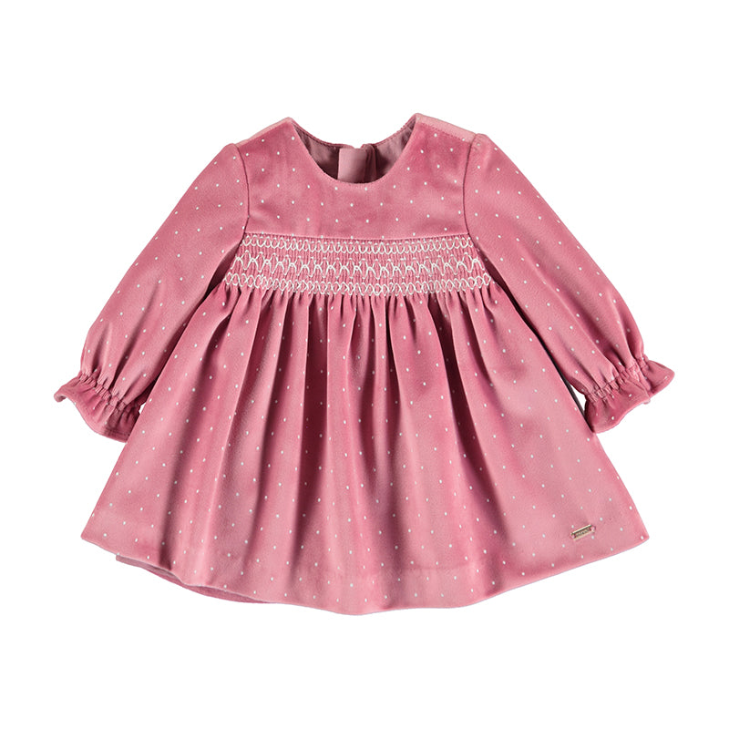 Rose Velvet Dress with Smocking Rose Velvet Dress with Smocking