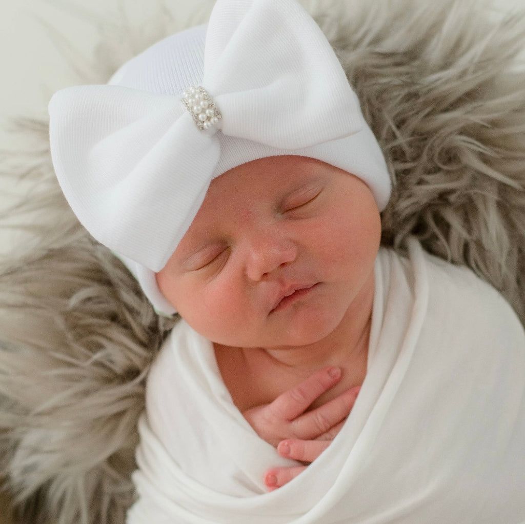 newborn hospital hat, baby girl hospital hat, girl hospital beanie, bow hat