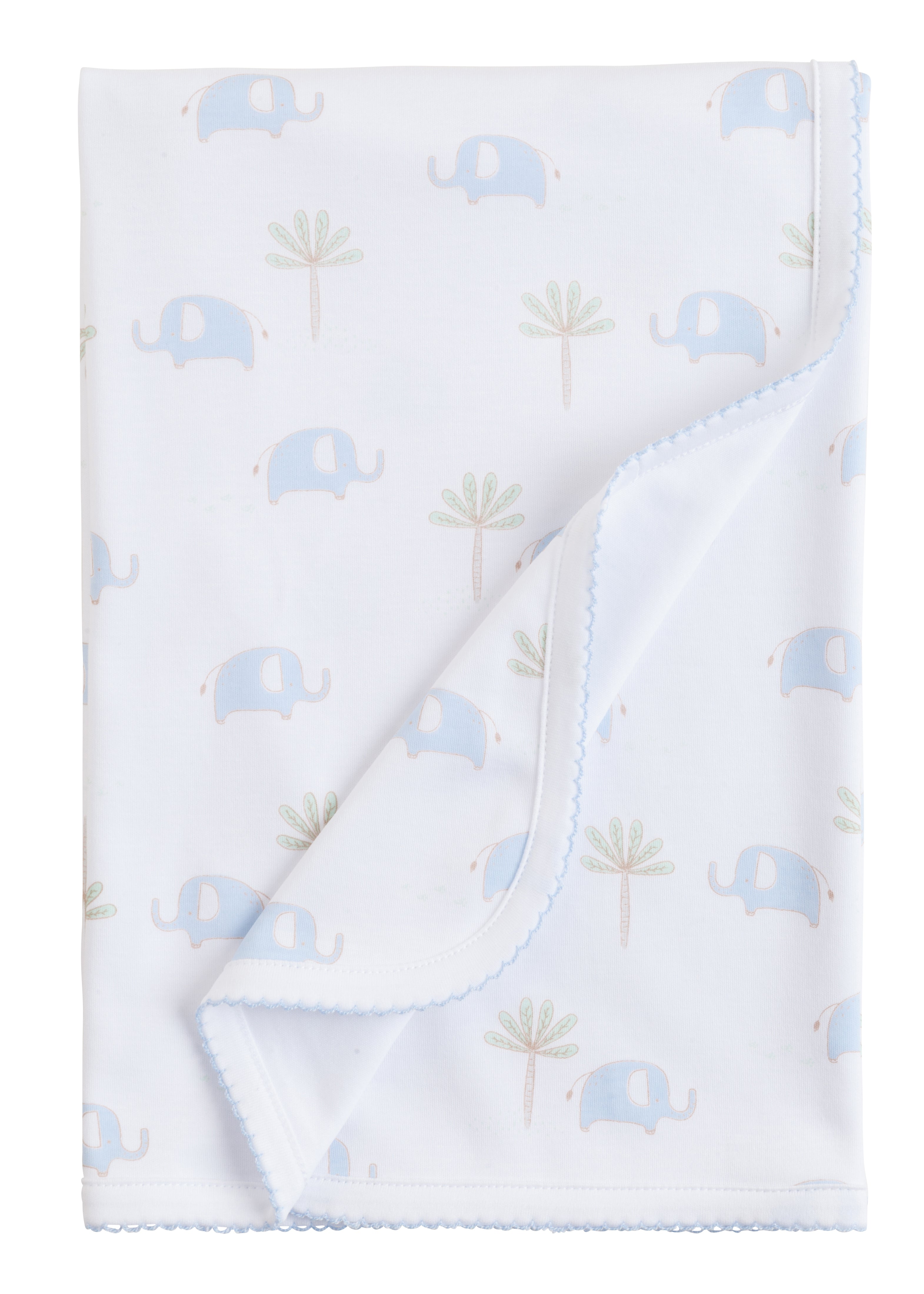 little english, elephant printed blanket, baby gift, baby boy receiving blanket, little english retailer 