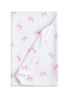 little english, bow blanket, baby blanket, best baby boutique, baby girl blanket, pima cotton blanket, bows and polka dot blanket, best baby gift, baby girl gift