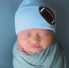 newborn hospital hat, baby boy hospita hat, football hospital hat, baby boutique, newborn photo prop, cute newborn photo idea, baby boy football beanie, football theme hat, baby boy clothing