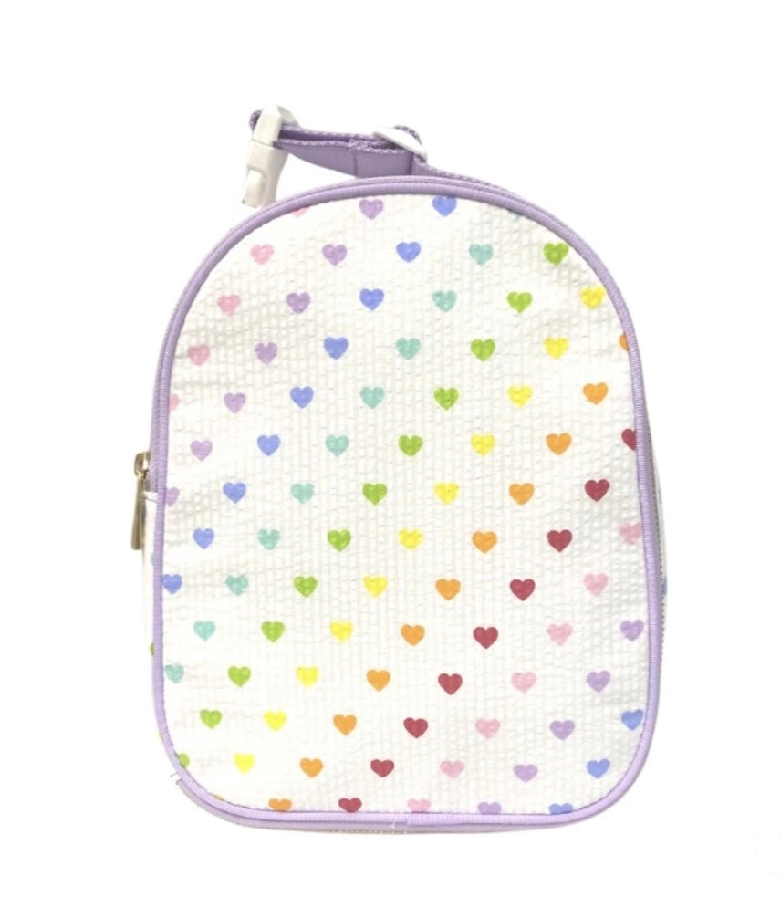 oh mint, tiny hearts gumdrop lunchbox, seersucker, monogrammed lunchbox, best baby boutique, oh mint retailer