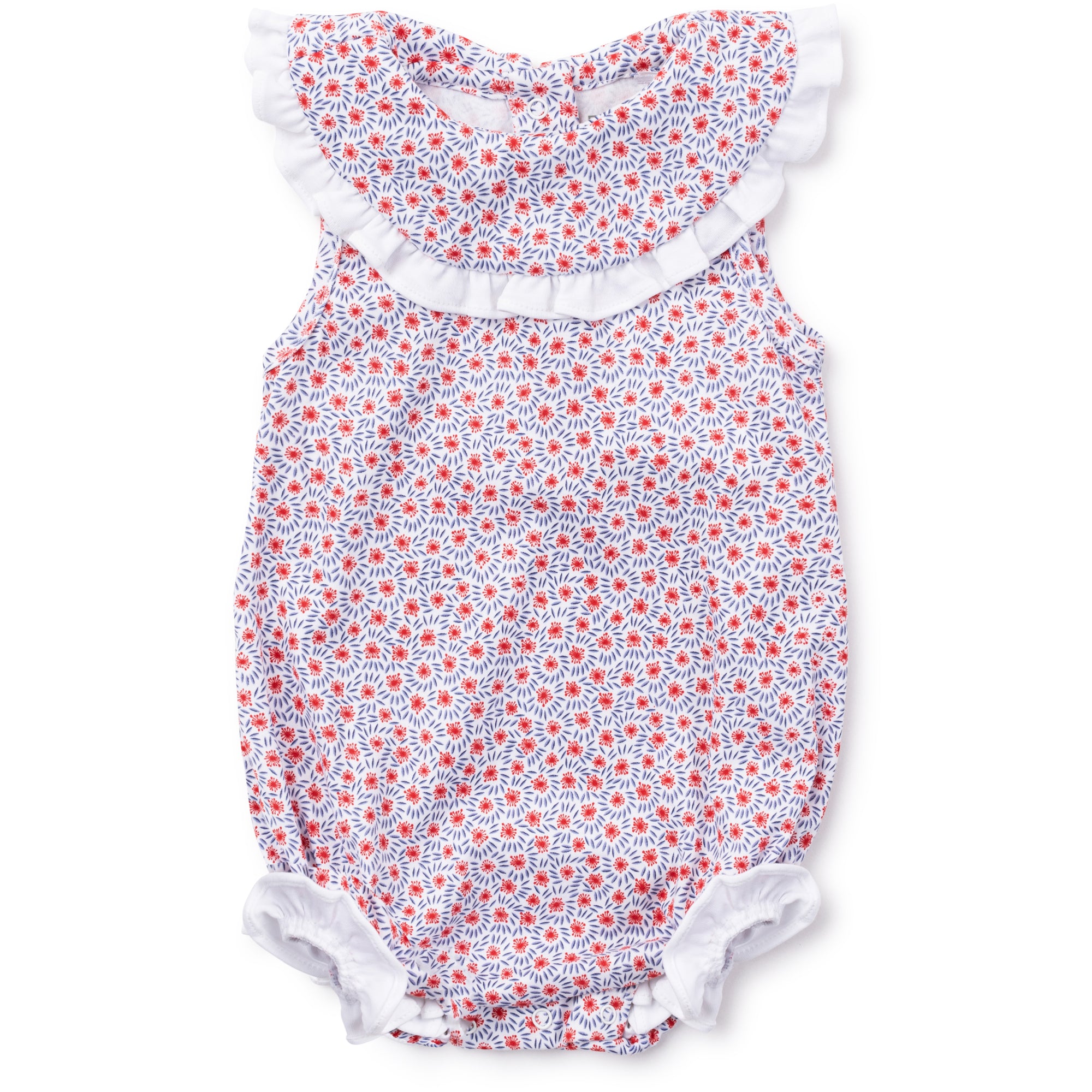 Lila and Hayes baby girl patriotic floral bubble romper 4th of July outfit