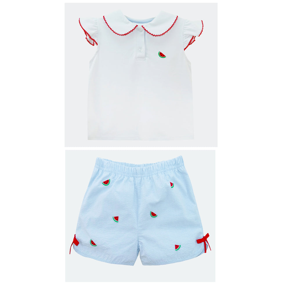 zuccini kids, short set, watermelon, cute girl clothes