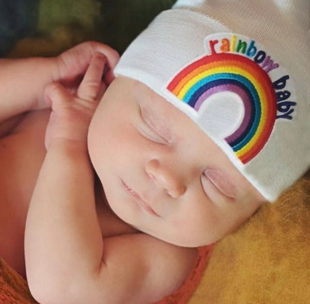 rainbow baby, newborn beanie, rainbow hospital hat, baby gift, newborn photos, newborn photo props