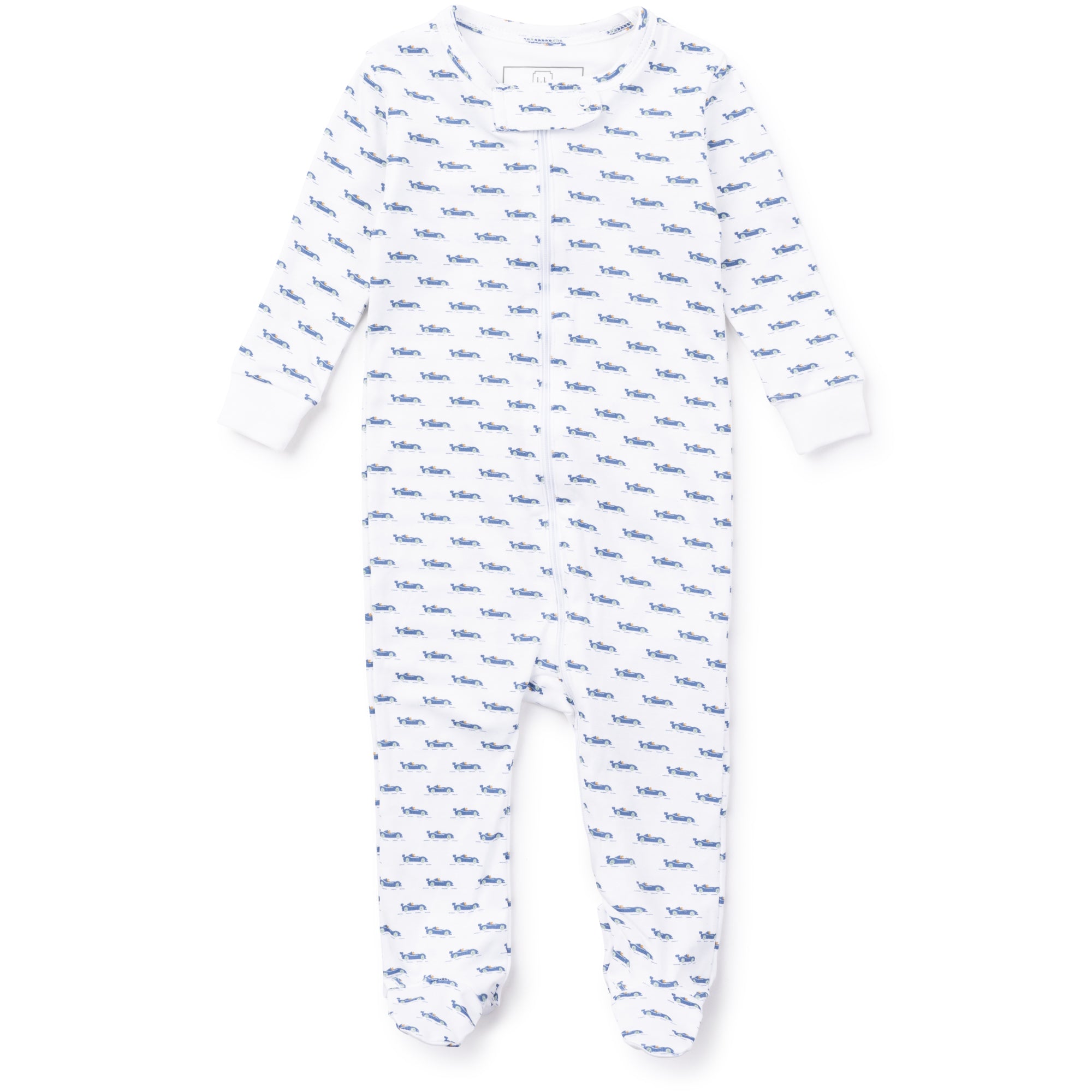 lila and hayes, zipper footie, race car road, baby gift, cute boy clothing, pima cotton baby clothing
