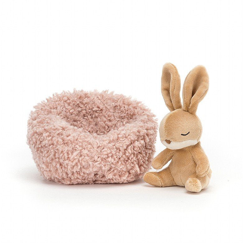 hubernating bunny, jellycat, easter basket plush, baby gift, easter bunny toy, jellycat retailer