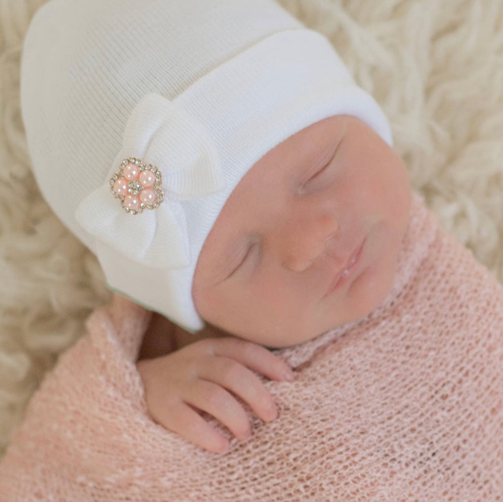 newborn hospital hat, newborn photo prop, tiny bow newborn hat, newborn photography, best baby boutique, hospital hat, baby beanie