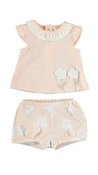 mayoral, flower applique short set, baby girl clothing, cute baby girl outfits