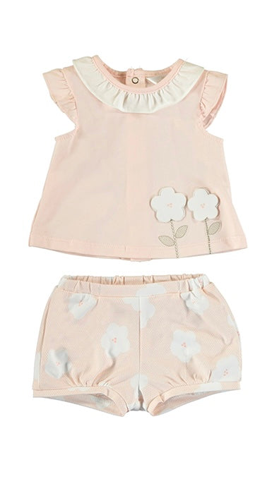 mayoral, flower applique short set, baby girl clothing, cute baby girl outfits