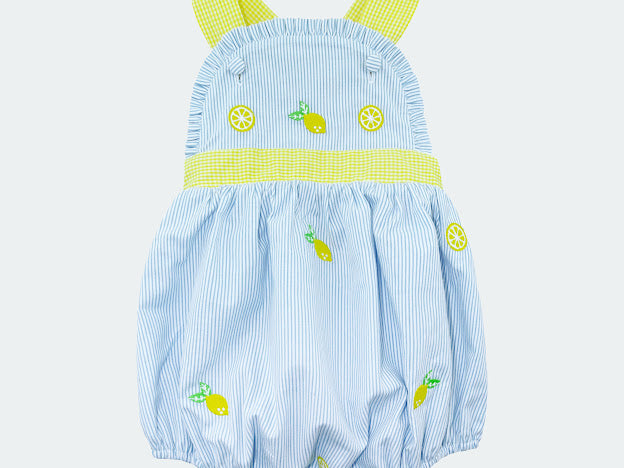 zuccini kids, lemon embroidery, cute girl clothing, summer bubbles for girls 