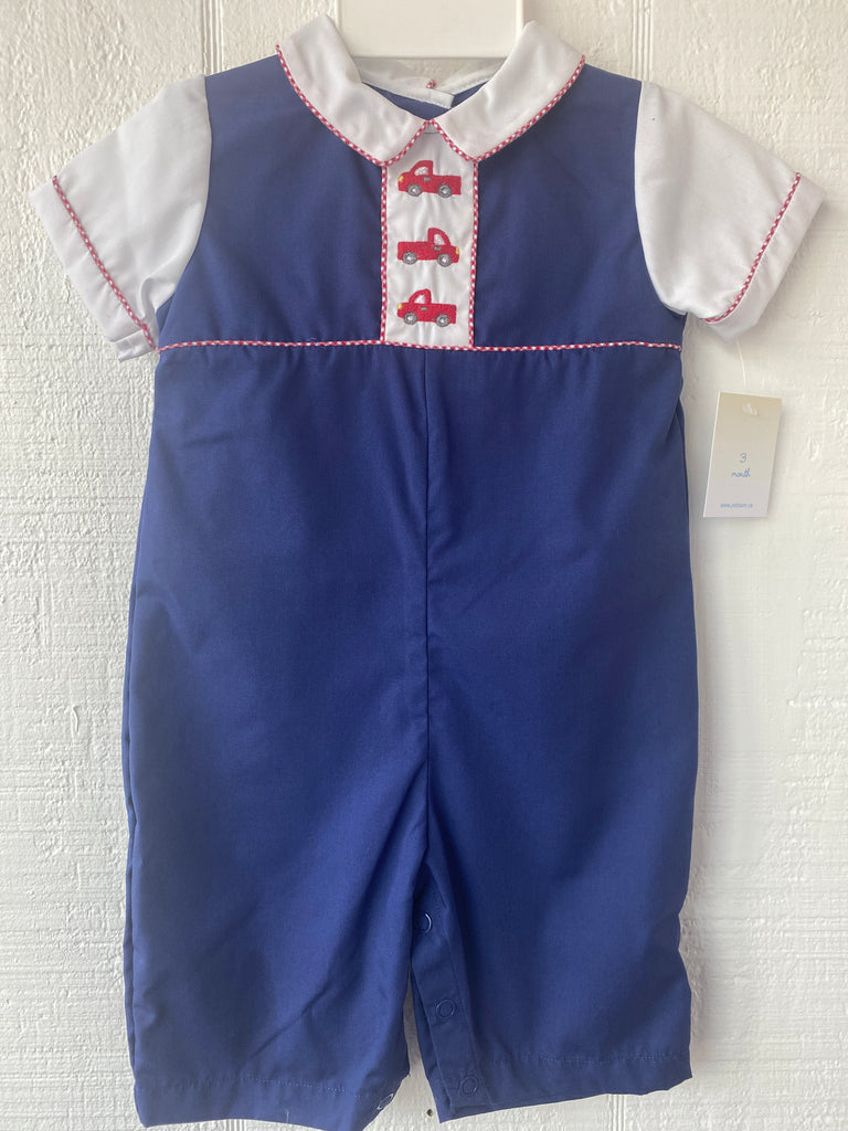 petit ami, red truck baby boy outift, classic childrens clothing, best baby boutique