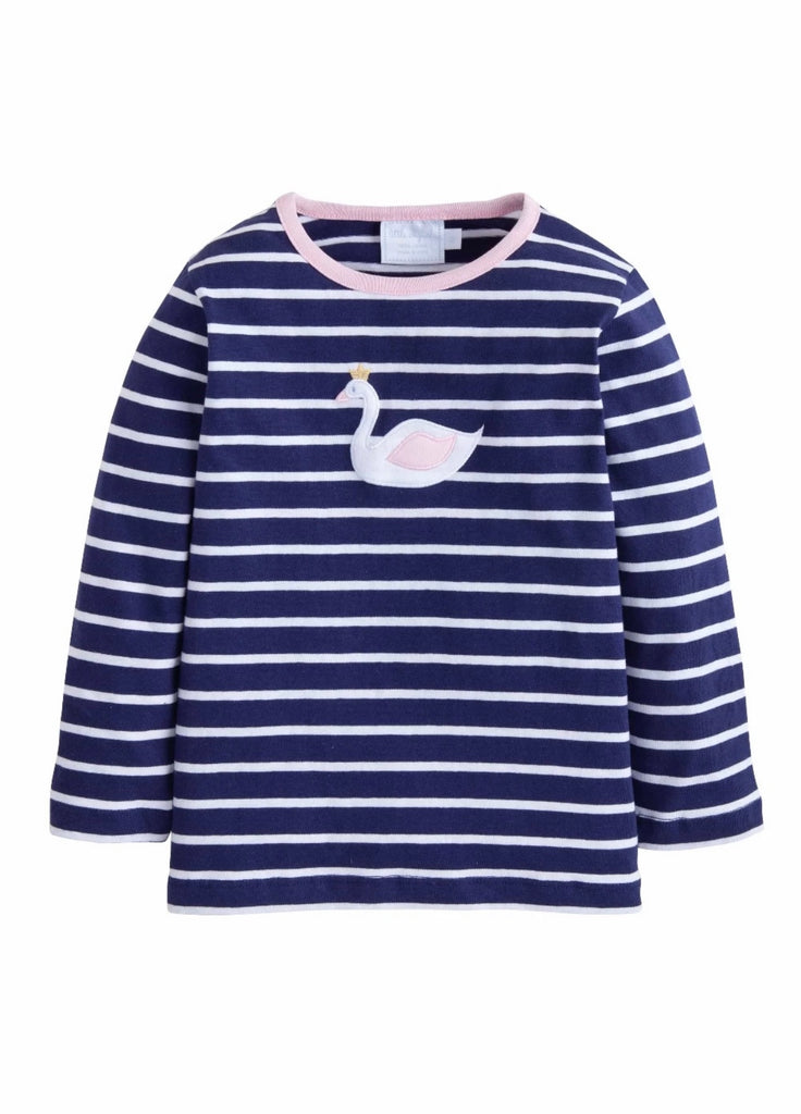 little english, swan tee, applique swan tee, best baby boutique, classic childrens clothing, outfits for toddler girls